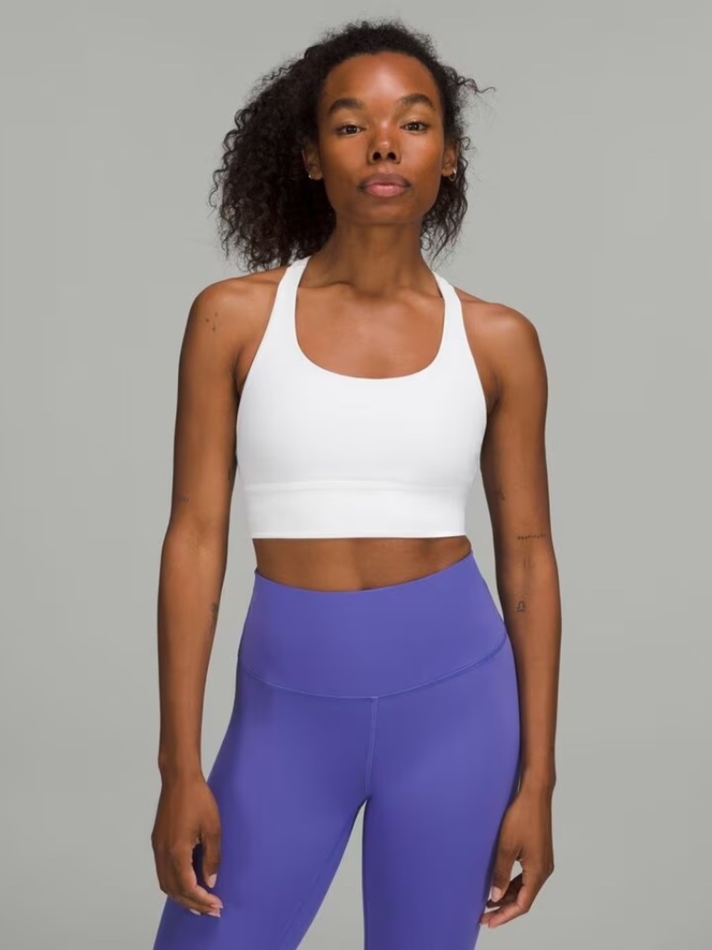 White Energy Long Line Bra, Medium Support, B-D Cups, Lululemon, Size  6